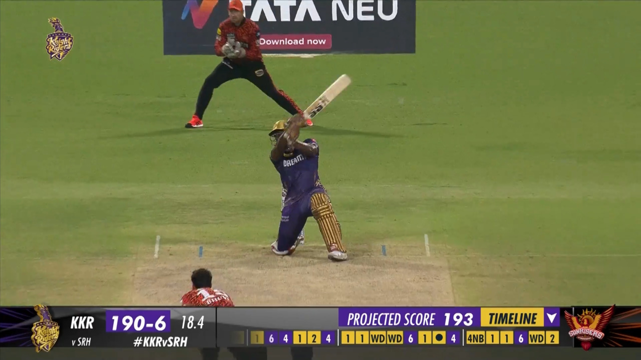 M03: KKR vs SRH – Andre Russell Six