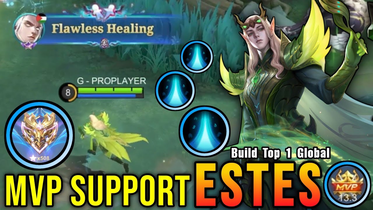 MVP Support Estes Flawless Healing!! - Build Top 1 Global Estes ~ MLBB background