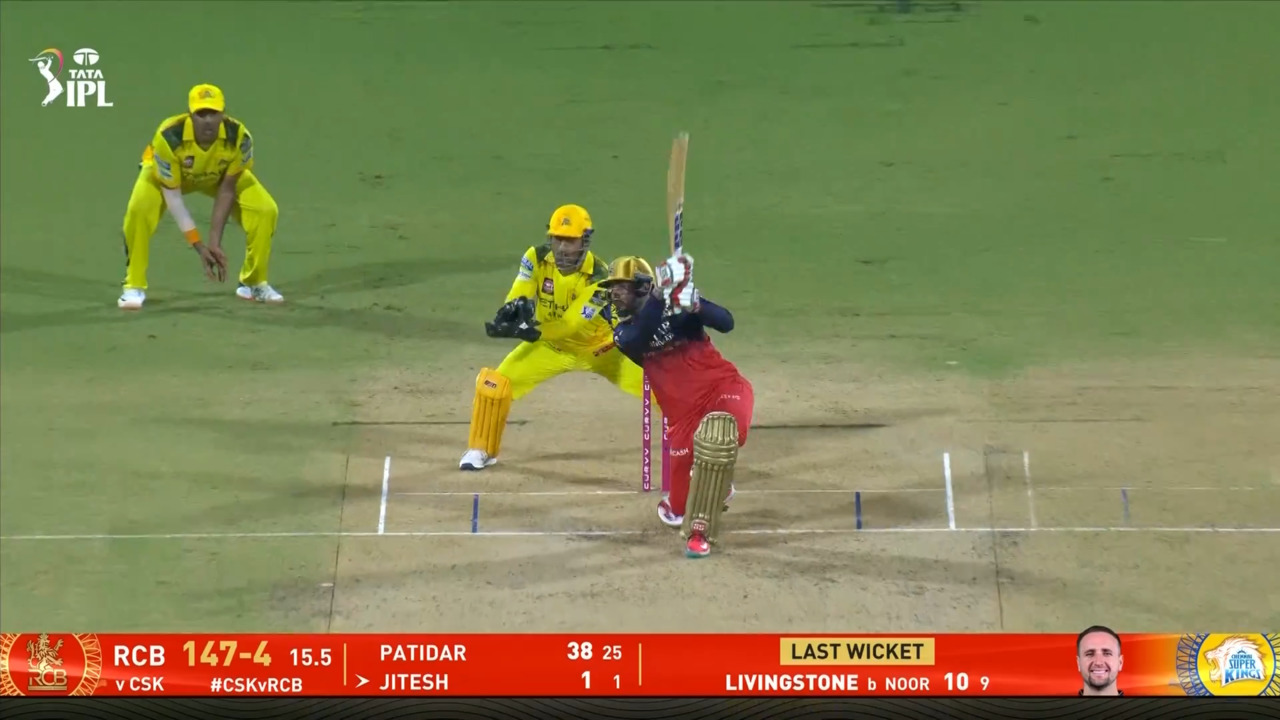 IPL 2025 M08: CSK vs RCB - Jitesh Sharma Six