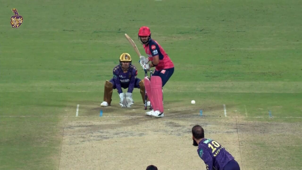IPL 2025 M53: KKR vs RR - Riyan Parag Six background