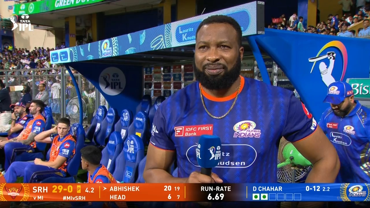 IPL 2025 M33: MI vs SRH - Kieron Pollard Interview background