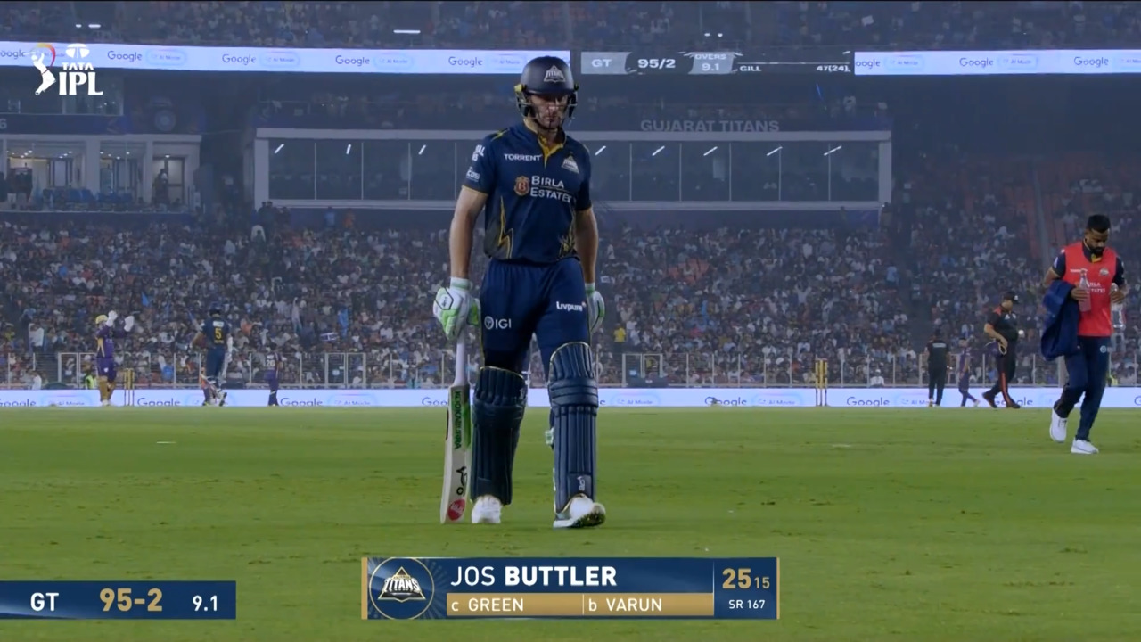 IPL 2026 M25: GT vs KKR - Jos Buttler Wicket