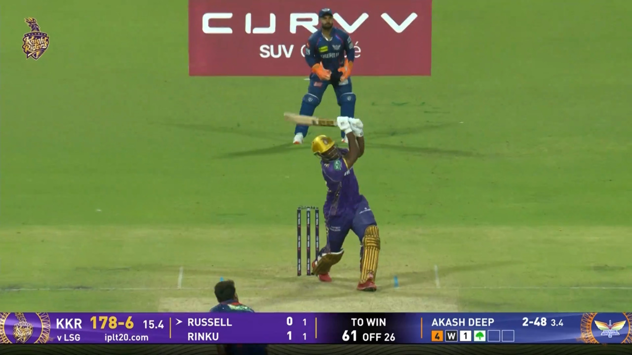 IPL 2025 M19: KKR vs LSG - Andre Russell Six