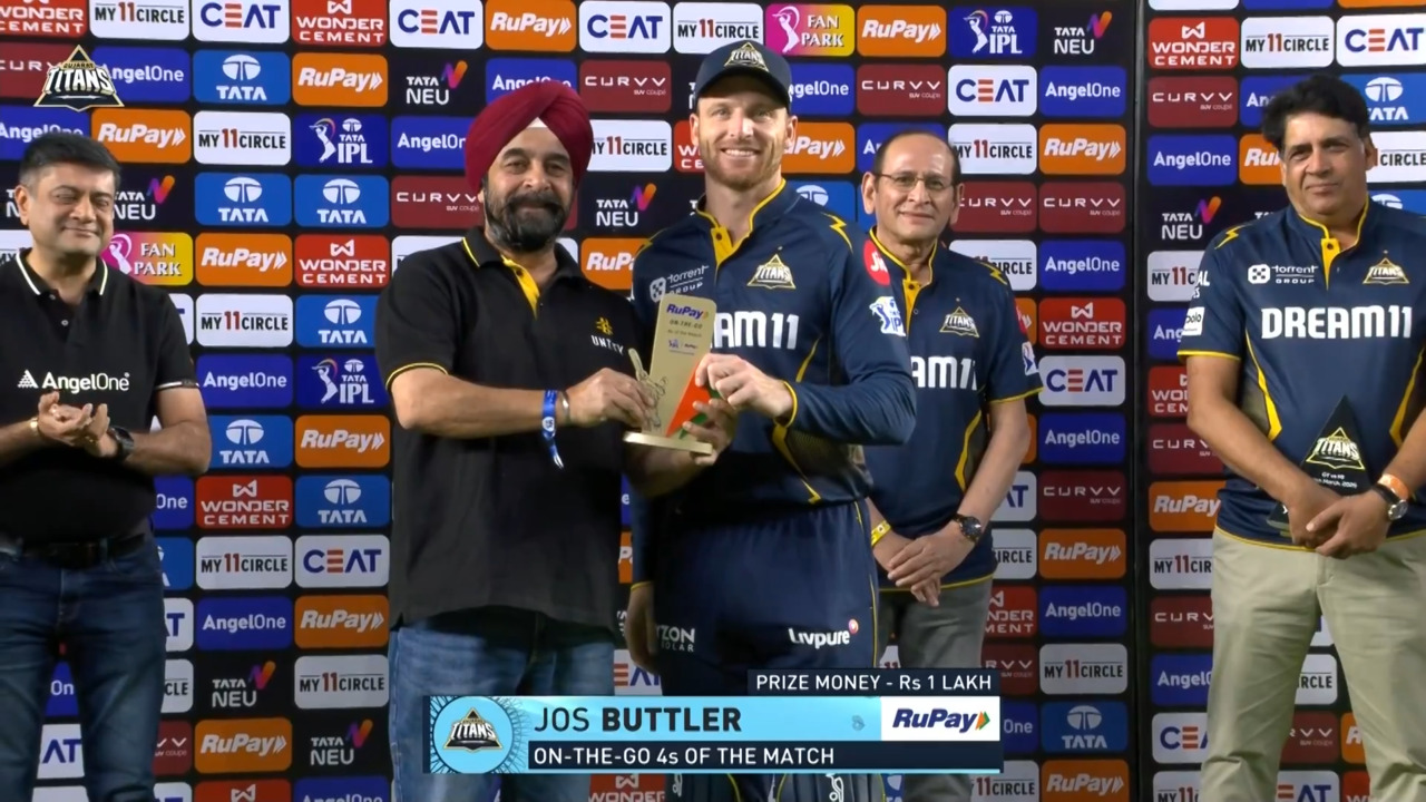 IPL 2025 M09: GT vs MI - RuPay On-The-Go 4s of the Match - Jos Buttler