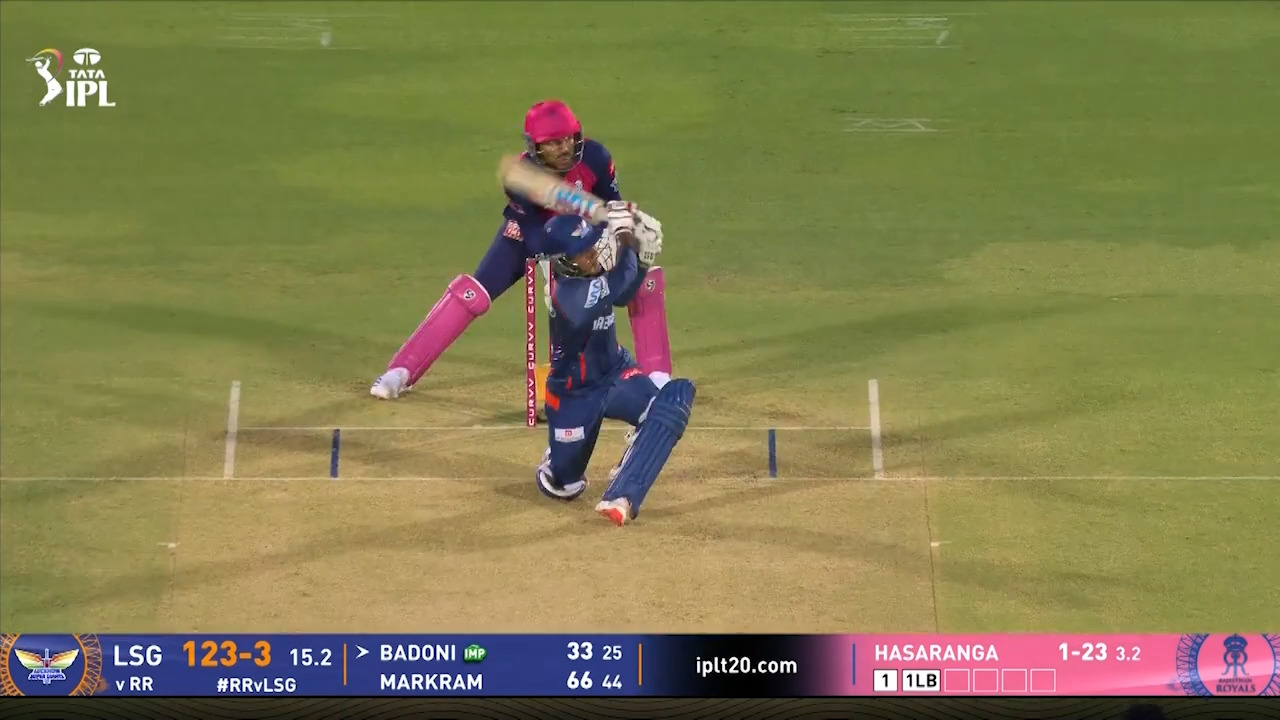 IPL 2025 M36: RR vs LSG - Ayush Badoni Six
