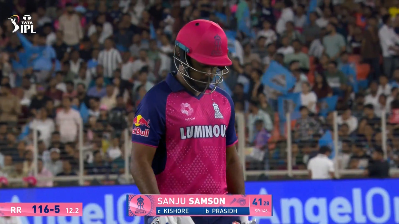 IPL 2025 M23: GT vs RR - Sanju Samson Wicket