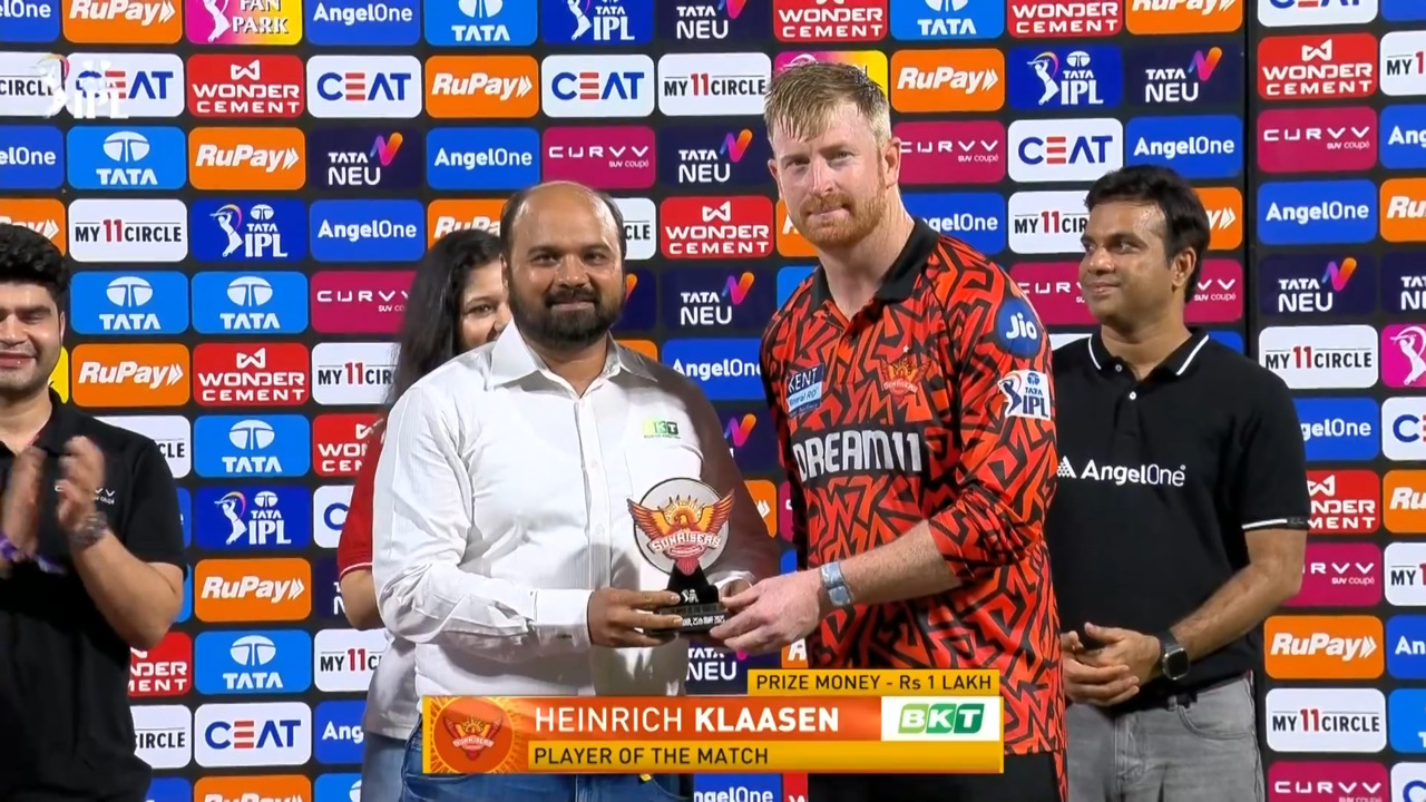 IPL 2025 M68: SRH vs KKR - Player of the Match - Heinrich Klaasen