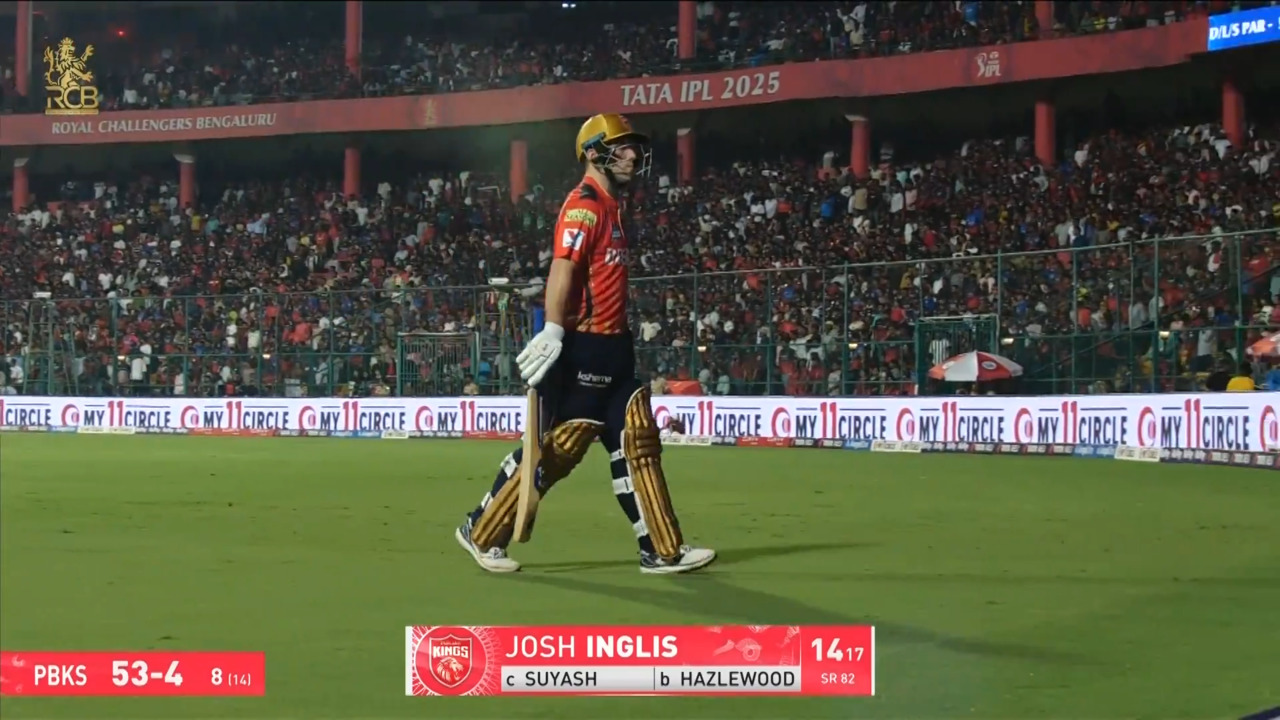 IPL 2025 M34: RCB vs PBKS - Josh Inglis Wicket background
