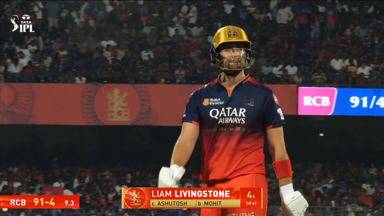 IPL 2025 M24: RCB vs DC - Liam Livingstone Wicket background