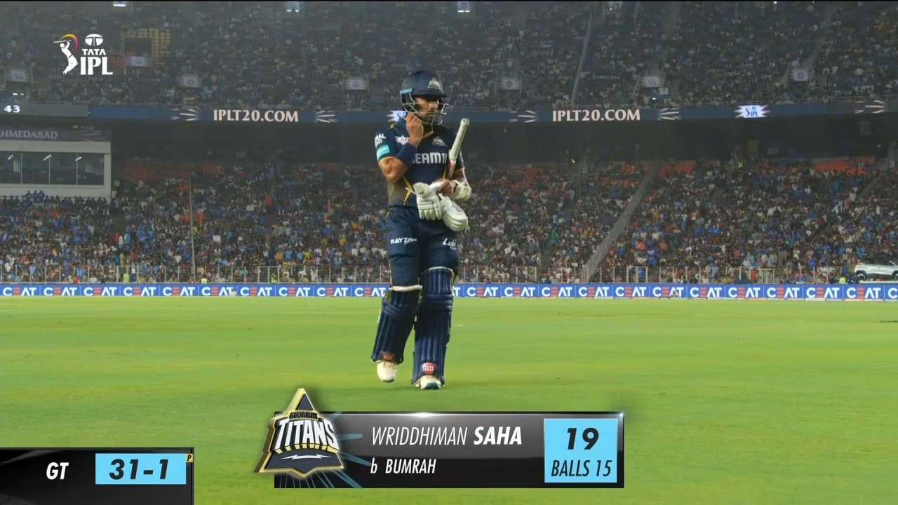 M05: GT vs MI – Wriddhiman Saha Wicket background