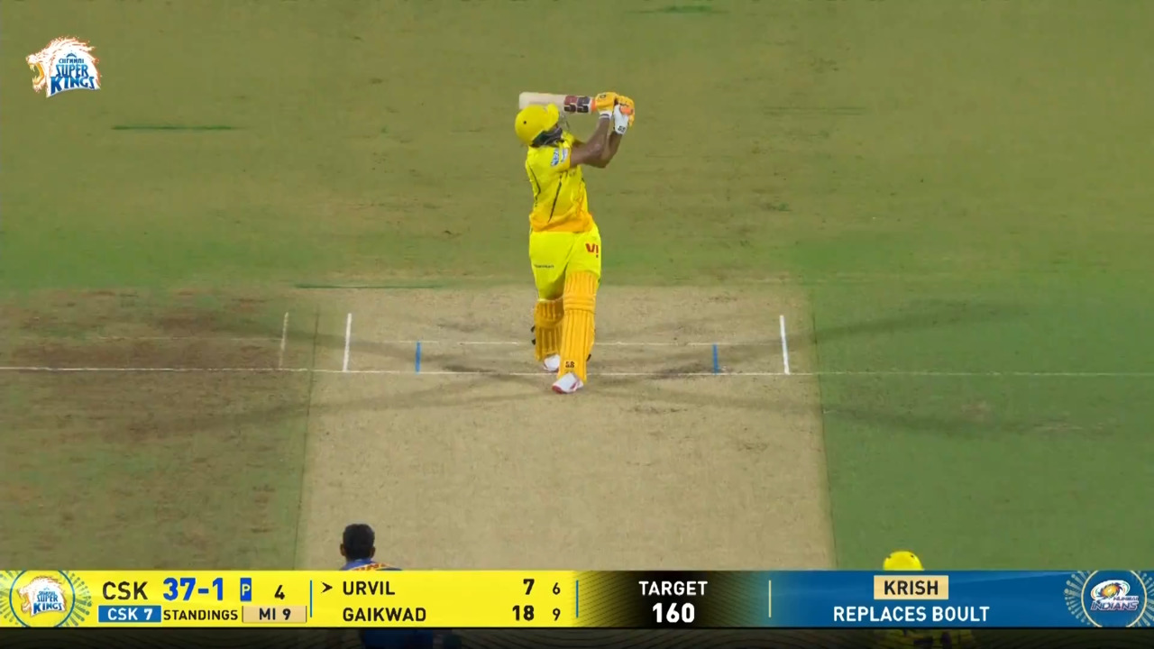 IPL 2026 M44: CSK vs MI - Urvil Patel Six