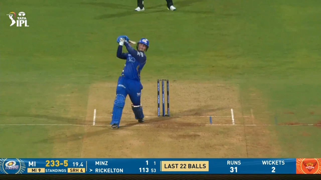 IPL 2026 M41: MI vs SRH - Ryan Rickelton Six