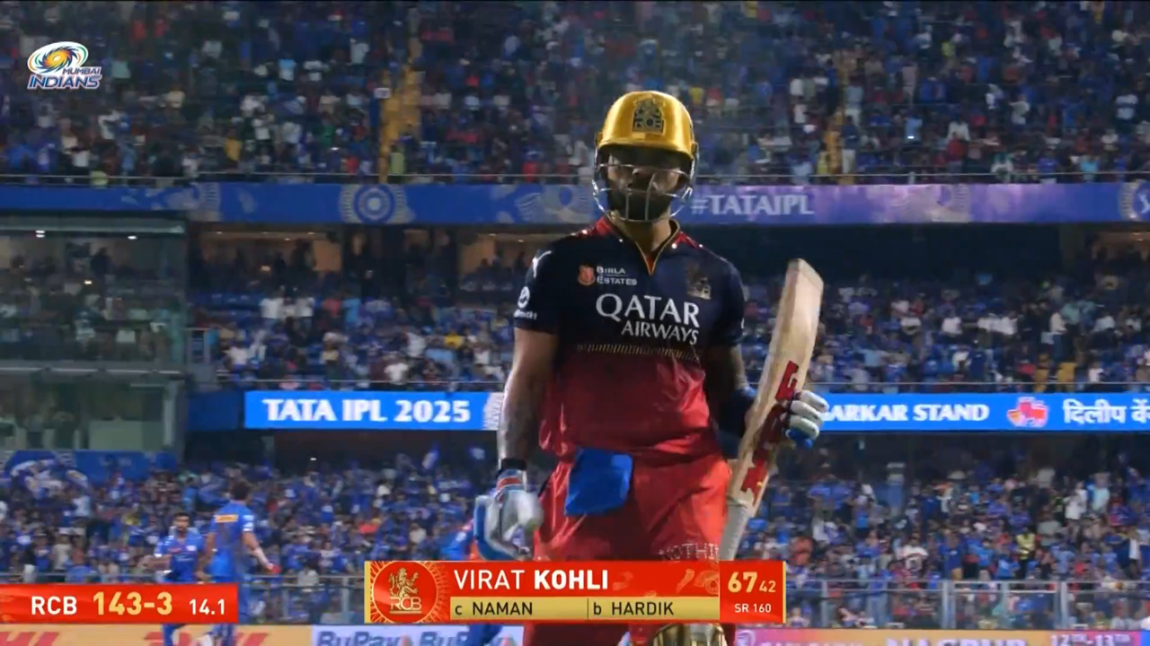 IPL 2025 M21: MI vs RCB - Virat Kohli Wicket