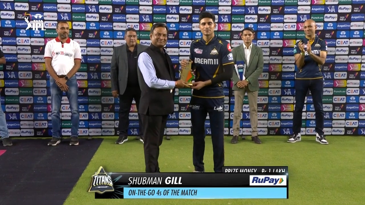 M17: GT vs PBKS – RuPay On-The-Go 4s of the Match – Shubman Gill