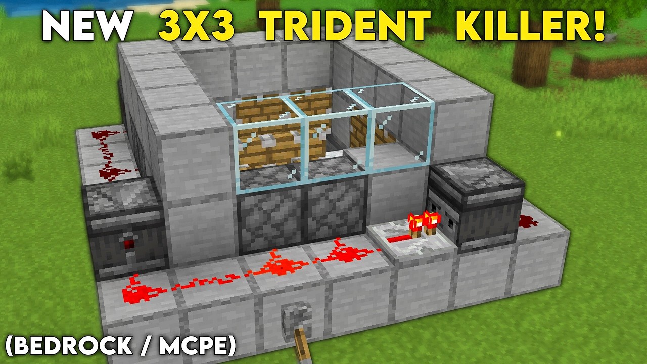 NEW 3X3 TRIDENT KILLER Tutorial in Minecraft Bedrock!