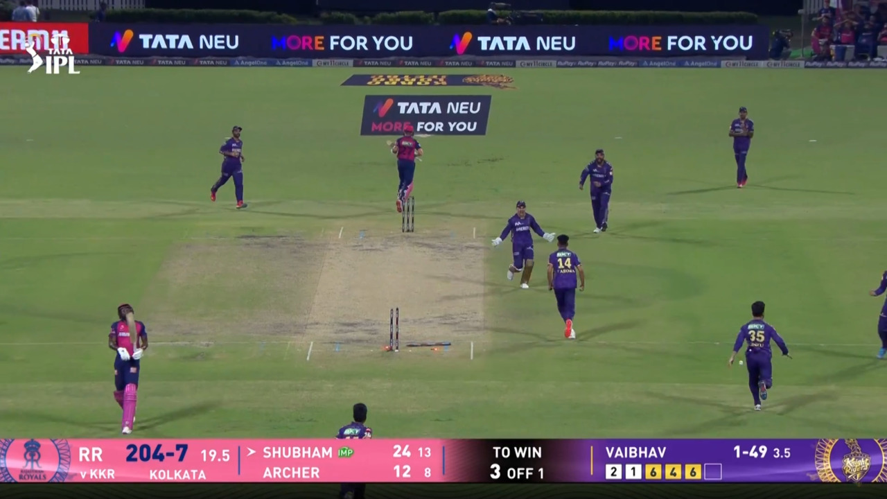 IPL 2025 M53: KKR vs RR - Shubham Dubey Wicket