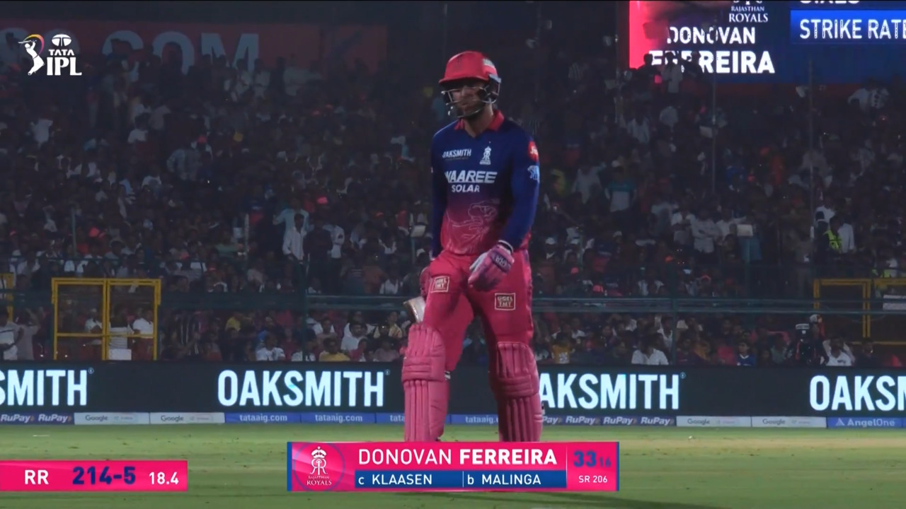IPL 2026 M36: RR vs SRH - Donovan Ferreira Wicket