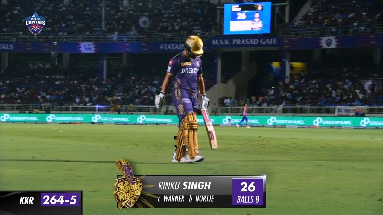 M16: DC vs KKR – Rinku Singh Wicket