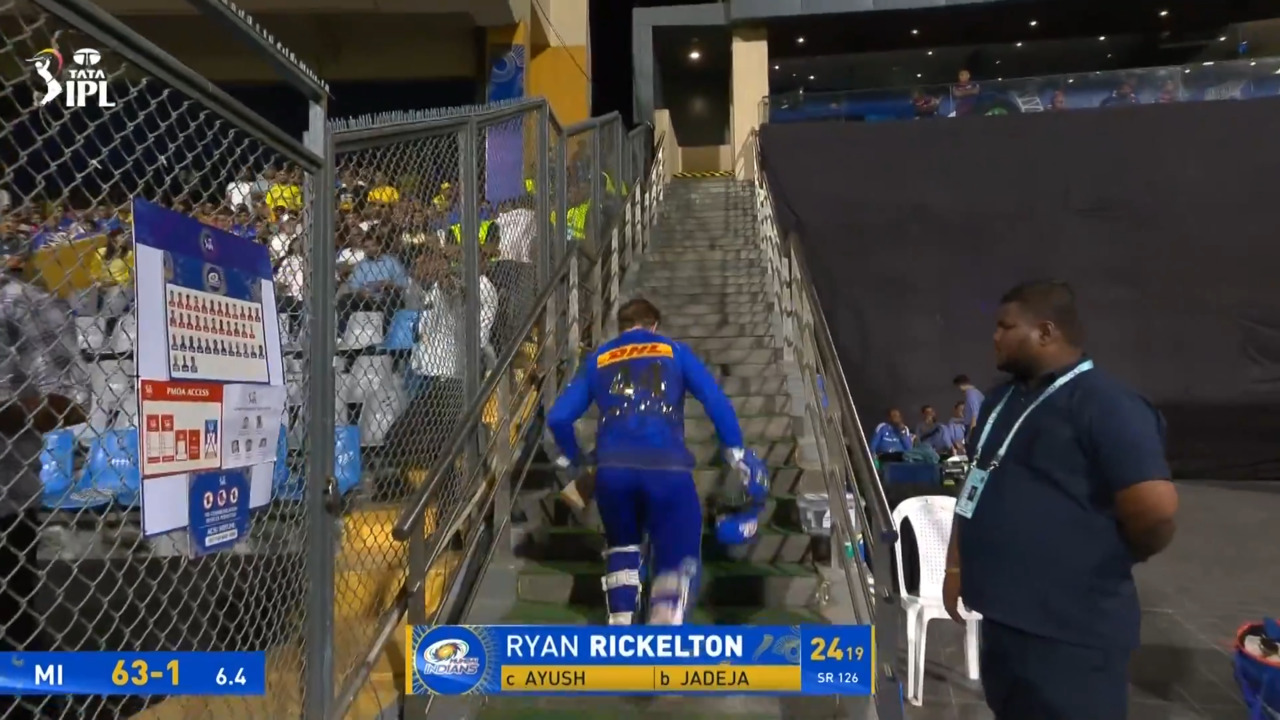 IPL 2025 M38: MI vs CSK - Ryan Rickelton Wicket