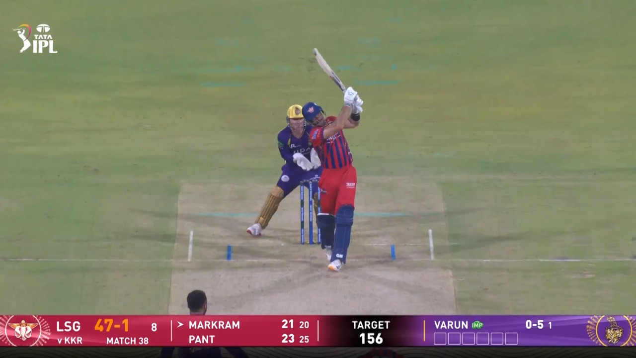 IPL 2026 M38: LSG vs KKR - Aiden Markram Six