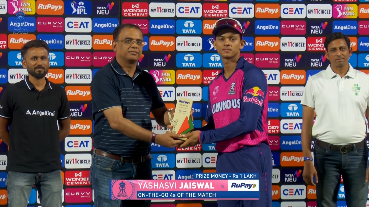 IPL 2025 M28: RR vs RCB - RuPay On-The-Go 4s of the Match - Yashasvi Jaiswal
