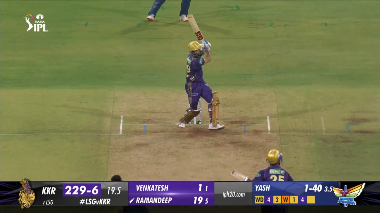 M54: LSG vs KKR – Ramandeep Singh Six