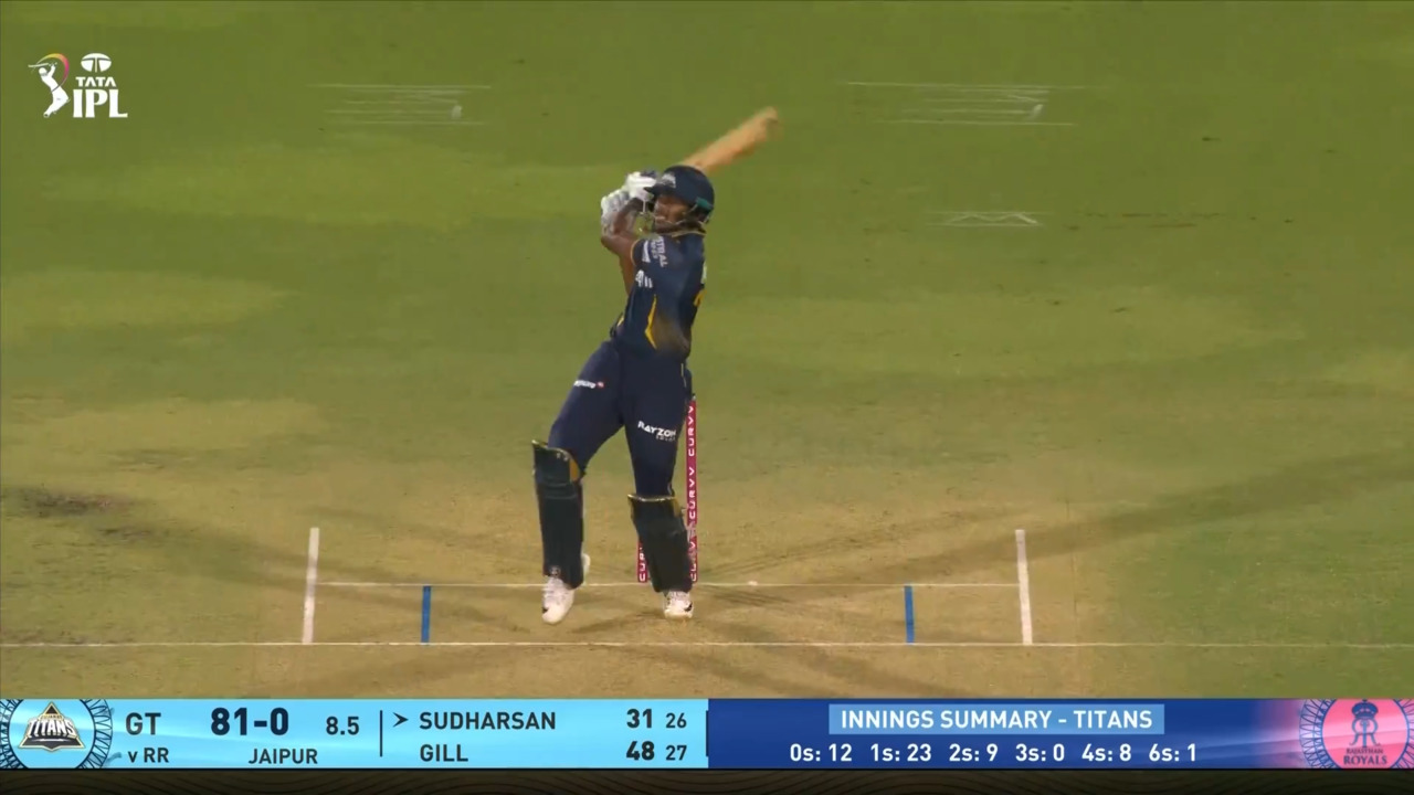 IPL 2025 M47: RR vs GT - Sai Sudharsan Six