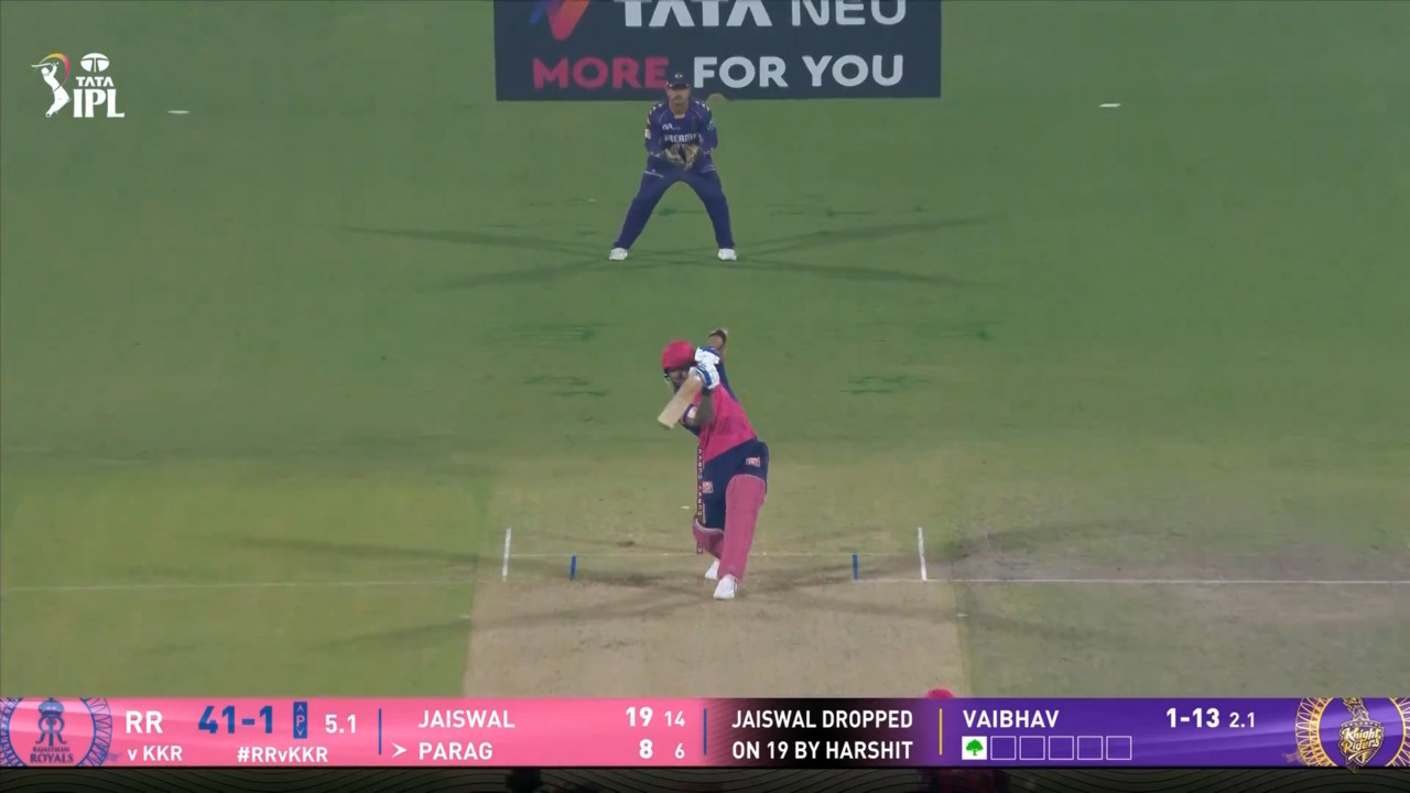 IPL 2025 M06: RR vs KKR - Riyan Parag Six