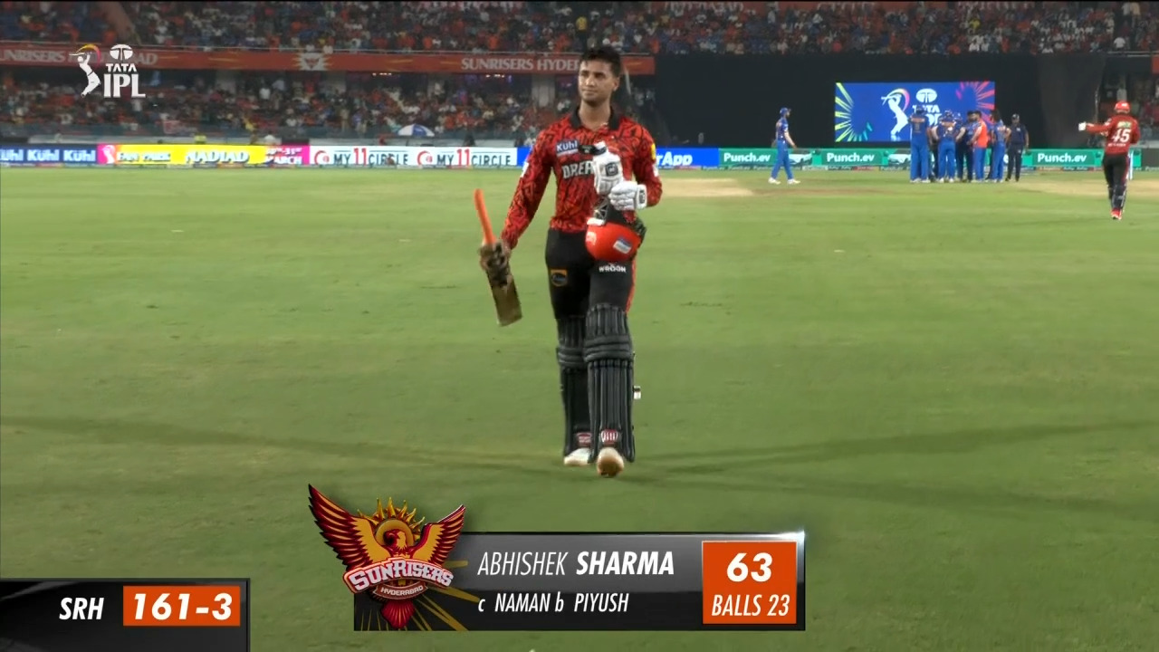 M08: SRH vs MI – Abhishek Sharma Wicket background