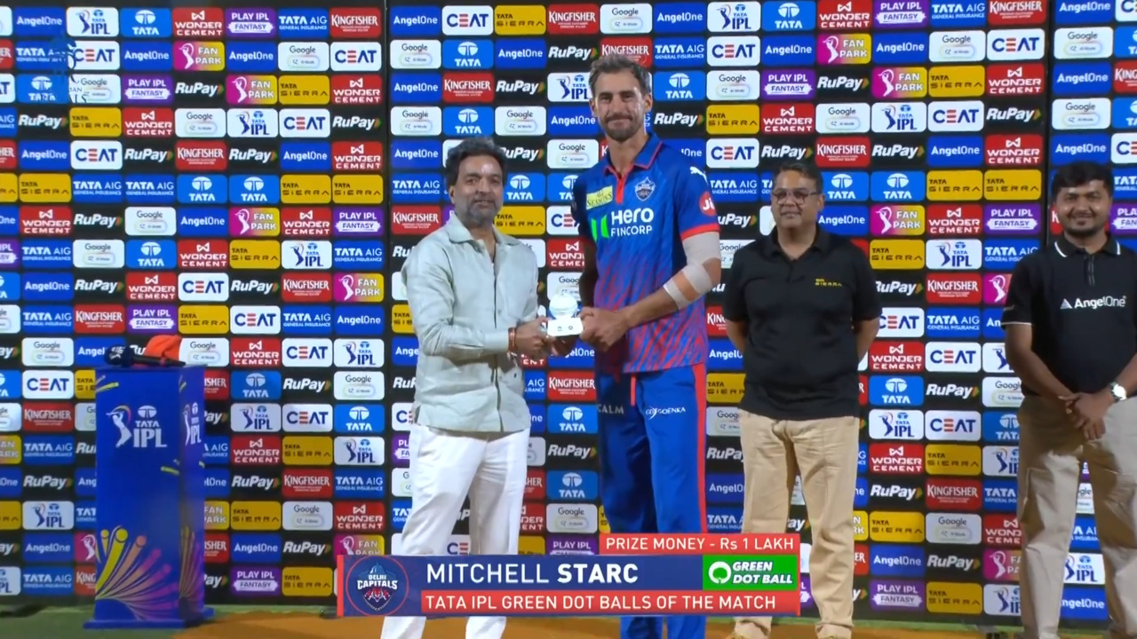IPL 2026 M43: RR vs DC - TATA IPL Green Dot Balls of the Match - Mitchell Starc