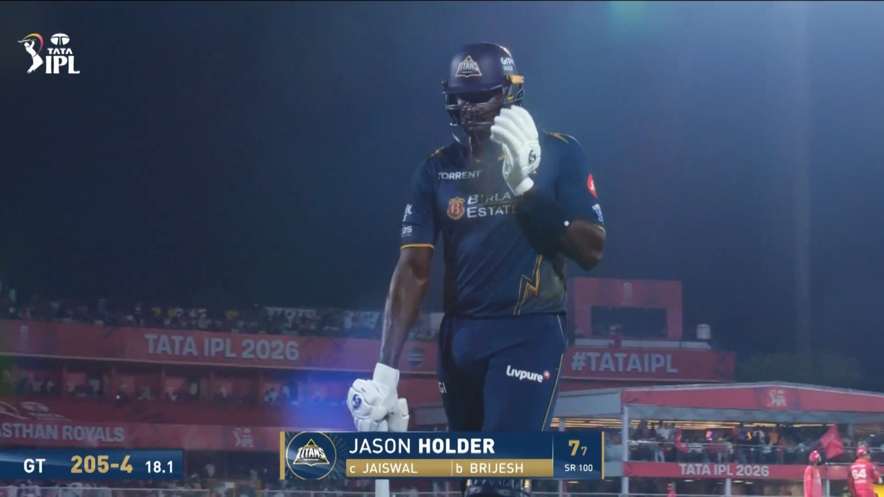IPL 2026 M52: RR vs GT - Jason Holder Wicket