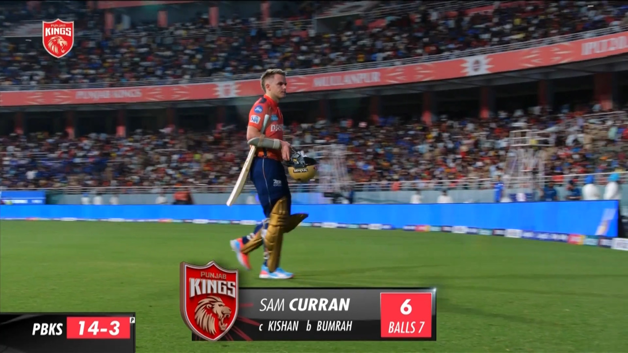 M33: PBKS vs MI – Sam Curran Wicket