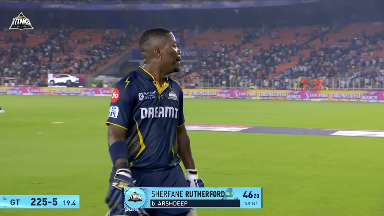 IPL 2025 M05: GT vs PBKS - Sherfane Rutherford Wicket