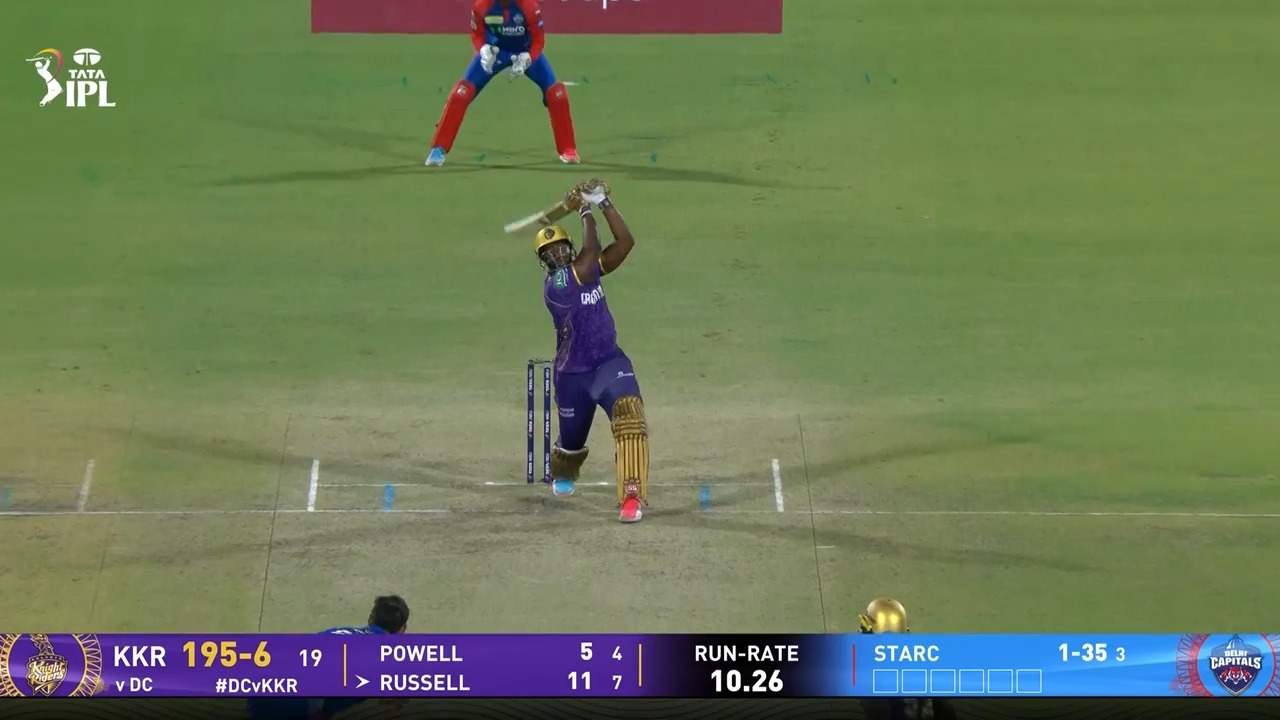 IPL 2025 M48: DC vs KKR - Andre Russell Six