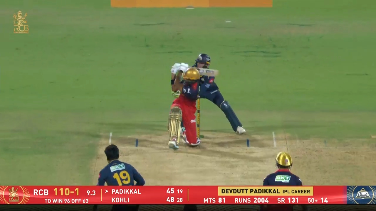 IPL 2026 M34: RCB vs GT - Devdutt Padikkal Six