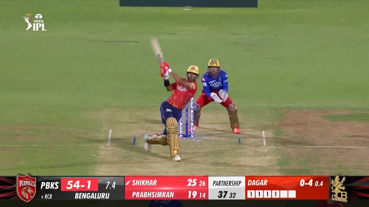 M06: RCB vs PBKS – Shikhar Dhawan Six