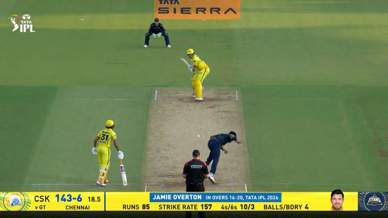 IPL 2026 M37: CSK vs GT - Jamie Overton Wicket