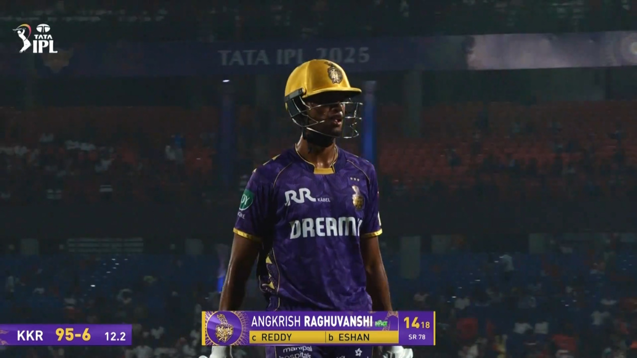 IPL 2025 M68: SRH vs KKR - Angkrish Raghuvanshi Wicket background