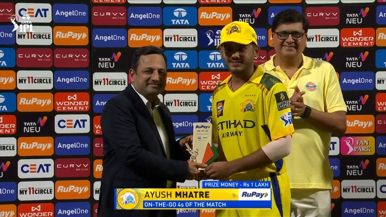 IPL 2025 M43: CSK vs SRH - RuPay On-The-Go 4s of the Match - Ayush Mhatre