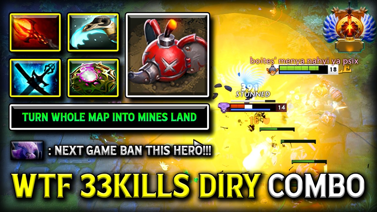 WTF 33KILLS DIRTY COMBO MID TECHIES | ABSOLUTELY TURN THE WHOLE MAP INTO MINES LAND 7.41b DOTA 2