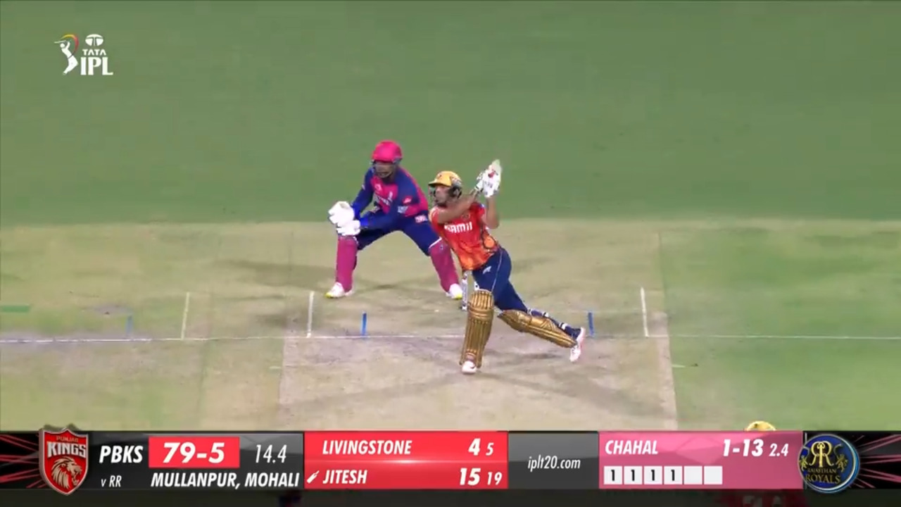M27: PBKS vs RR – Jitesh Sharma Six background