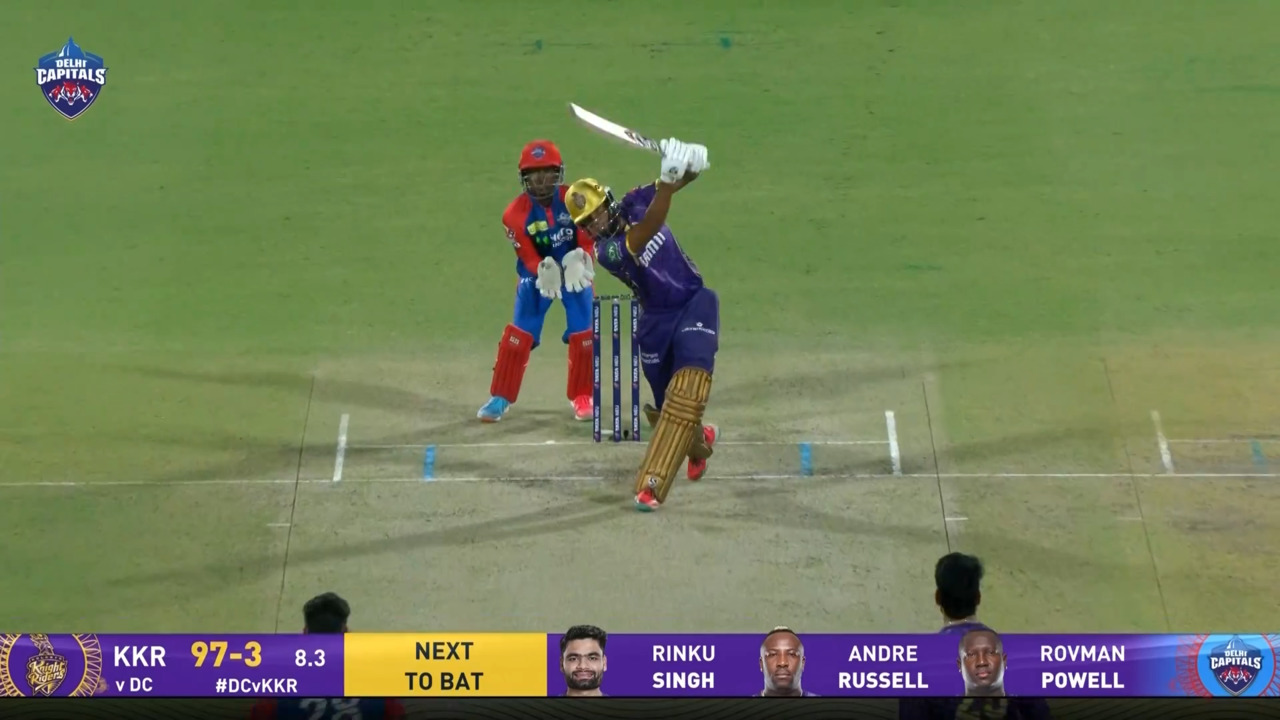 IPL 2025 M48: DC vs KKR - Angkrish Raghuvanshi Six background