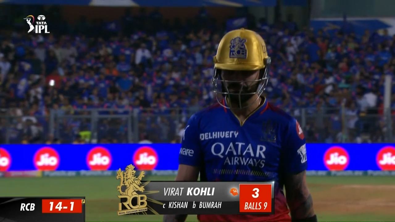 M25: MI vs RCB – Virat Kohli Wicket