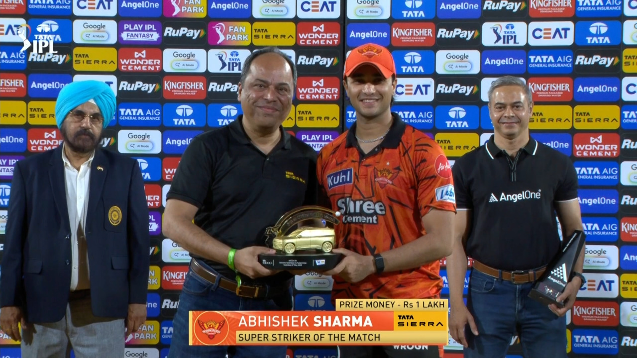 IPL 2026 M49: SRH vs PBKS - Sierra Super Striker of the Match - Abhishek Sharma