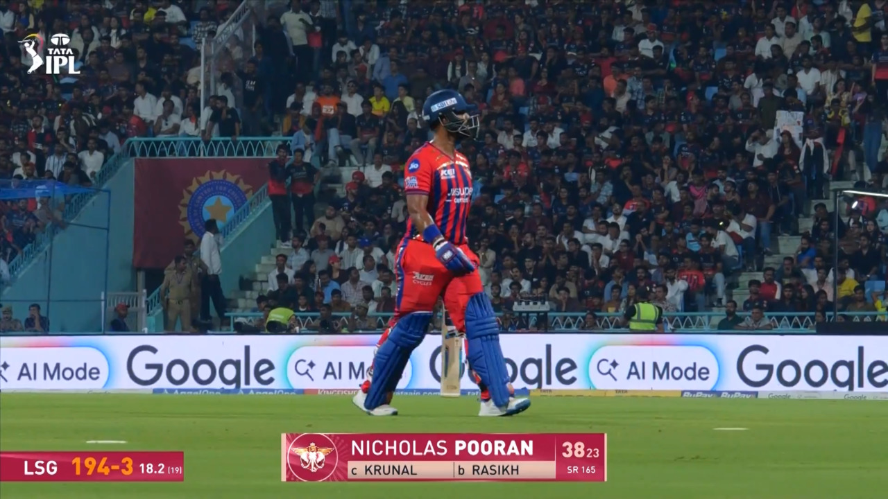 IPL 2026 M50: LSG vs RCB - Nicholas Pooran Wicket