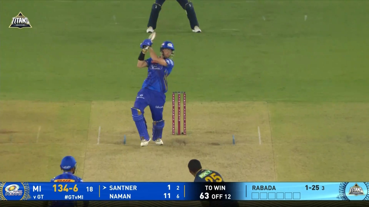 IPL 2025 M09: GT vs MI - Mitchell Santner Six