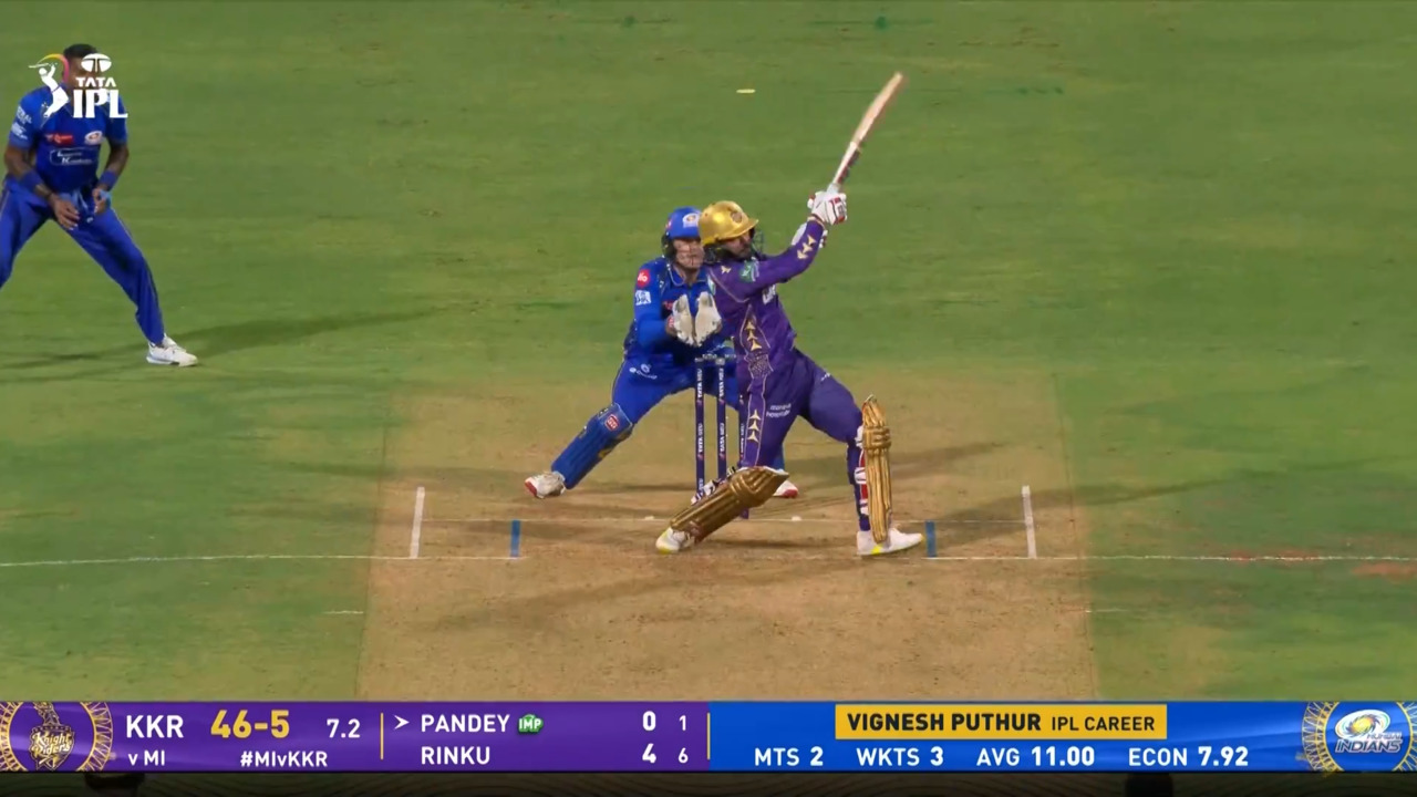 IPL 2025 M12: MI vs KKR - Manish Pandey Six