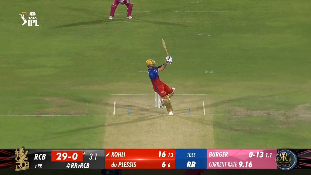 M19: RR vs RCB – Virat Kohli Six