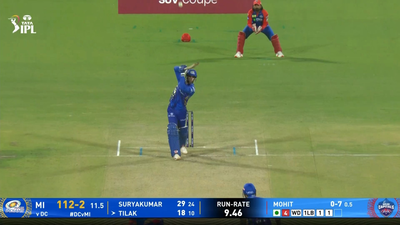 IPL 2025 M29: DC vs MI - Tilak Varma Six