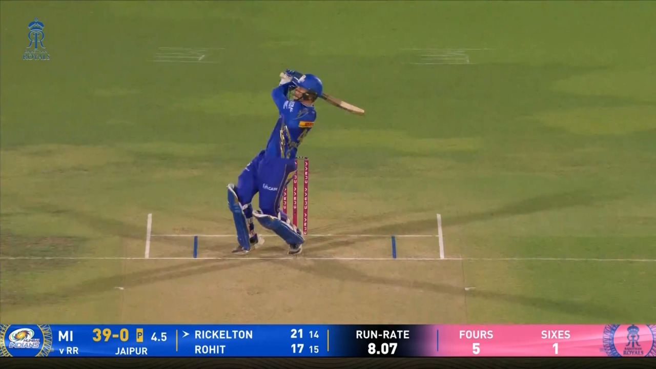 IPL 2025 M50: RR vs MI - Ryan Rickelton Six